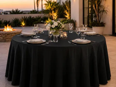 Black Round Tablecloth