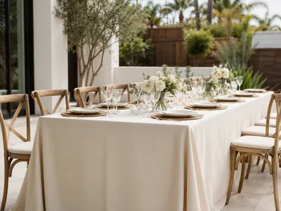 Ivory Rectangular Tablecloth (Long)