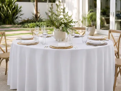White Round Tablecloth (Large)