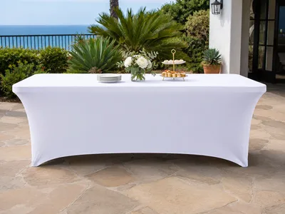 White Rectangular Spandex Tablecloth