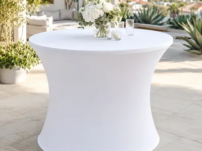 White Round Spandex Tablecloth
